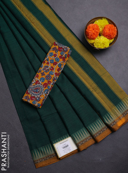 Green & Mustard Yellow Narayanpet Cotton - Kalamkari Blouse