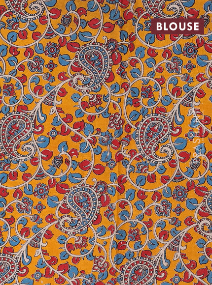 Green & Mustard Yellow Narayanpet Cotton - Kalamkari Blouse