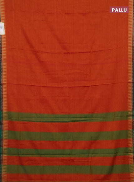 Orange & Green Narayanpet Cotton - Kalamkari Blouse