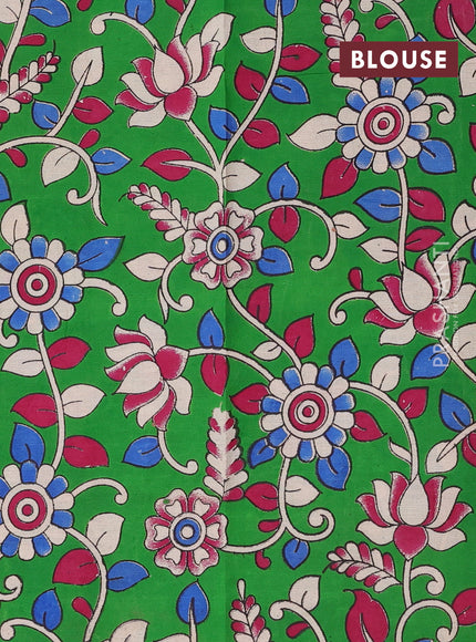 Orange & Green Narayanpet Cotton - Kalamkari Blouse