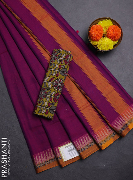 Magenta Pink & Mehendi Green Narayanpet Cotton - Kalamkari Blouse