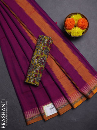 Magenta Pink & Mehendi Green Narayanpet Cotton - Kalamkari Blouse