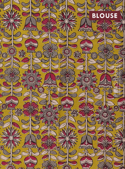 Magenta Pink & Mehendi Green Narayanpet Cotton - Kalamkari Blouse