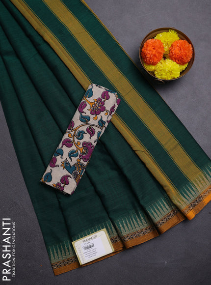 Green & Beige Narayanpet Cotton - Kalamkari Blouse