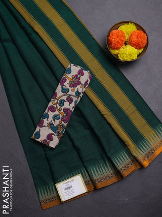 Green & Beige Narayanpet Cotton - Kalamkari Blouse