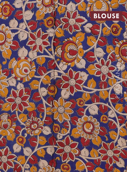 Magenta Pink & Royal Blue Narayanpet Cotton - Kalamkari Blouse