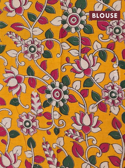 Peacock Blue & Mustard Yellow Narayanpet Cotton - Kalamkari Blouse