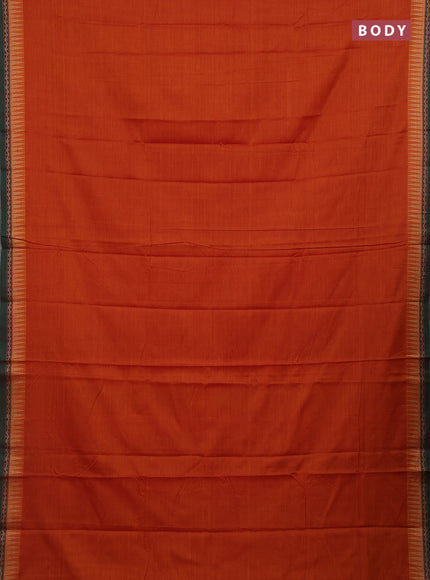 Orange & Green Narayanpet Cotton - Kalamkari Blouse