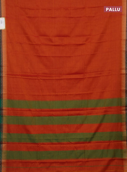 Orange & Green Narayanpet Cotton - Kalamkari Blouse