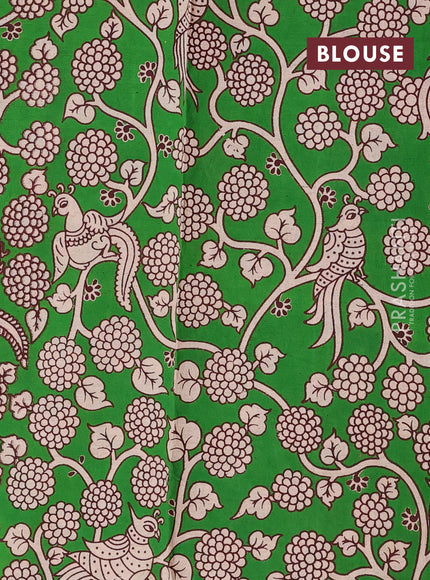 Orange & Green Narayanpet Cotton - Kalamkari Blouse