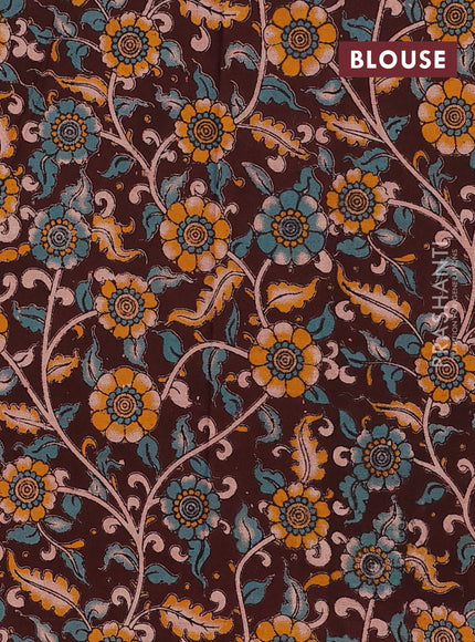 Sap Green & Coffee Brown Narayanpet Cotton - Kalamkari Blouse