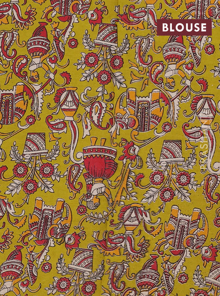 Magenta Pink & Lime Green Narayanpet Cotton - Kalamkari Blouse