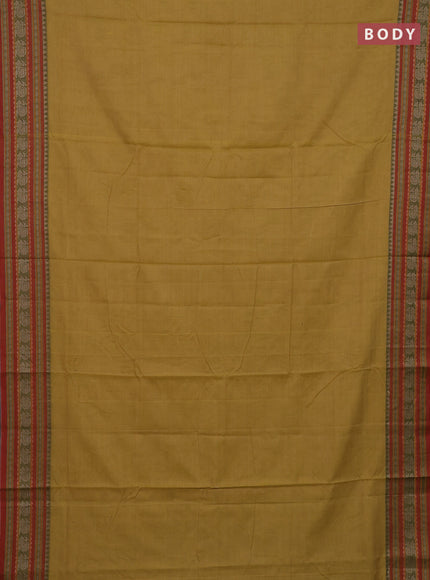 Mustard Yellow & Green Narayanpet Cotton - Kalamkari Blouse