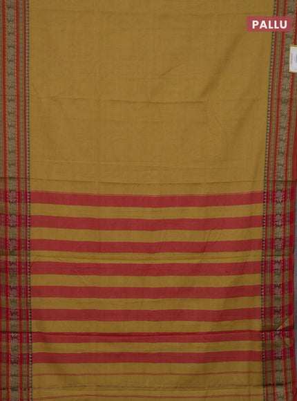 Mustard Yellow & Green Narayanpet Cotton - Kalamkari Blouse