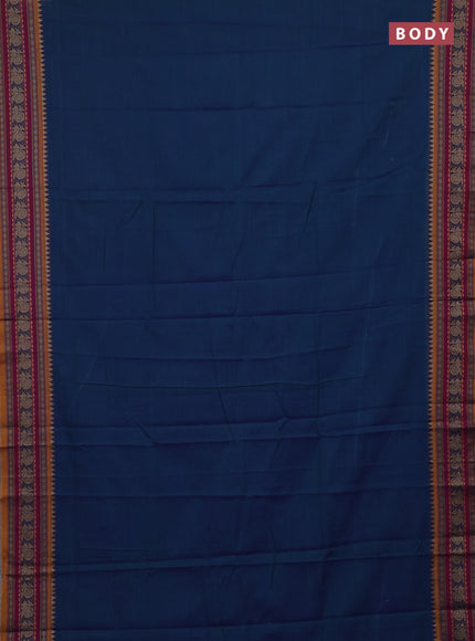 Peacock Blue & Beige Narayanpet Cotton - Kalamkari Blouse