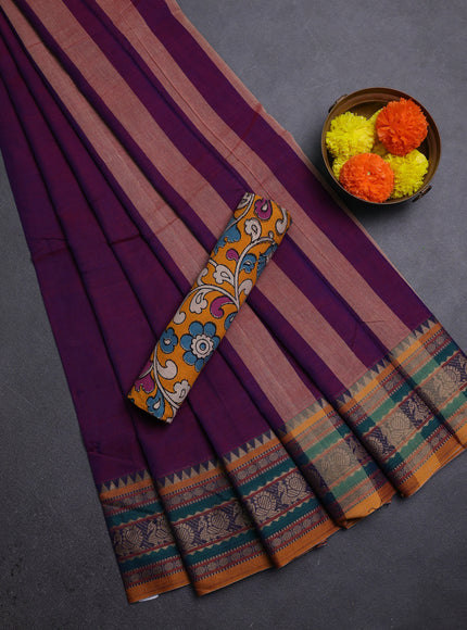 Magenta Pink & Mustard Yellow Narayanpet Cotton - Kalamkari Blouse