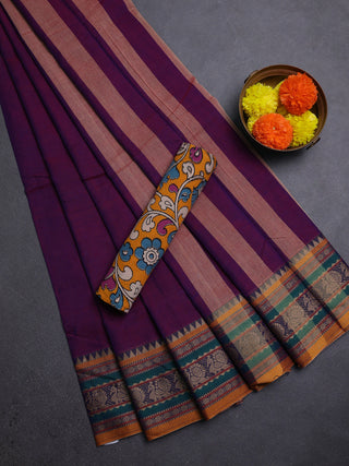 Magenta Pink & Mustard Yellow Narayanpet Cotton - Kalamkari Blouse