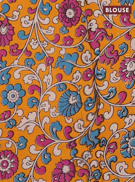 Magenta Pink & Mustard Yellow Narayanpet Cotton - Kalamkari Blouse