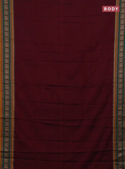 Maroon & Mustard Yellow Narayanpet Cotton - Kalamkari Blouse