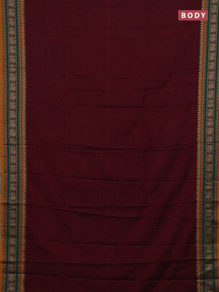 Maroon & Mustard Yellow Narayanpet Cotton - Kalamkari Blouse