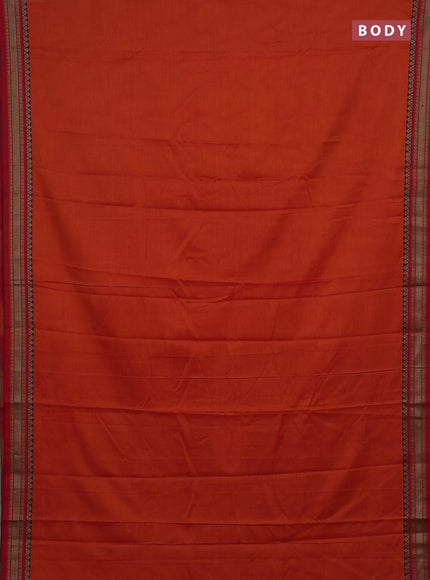 Orange & Lime Green Narayanpet Cotton - Kalamkari Blouse