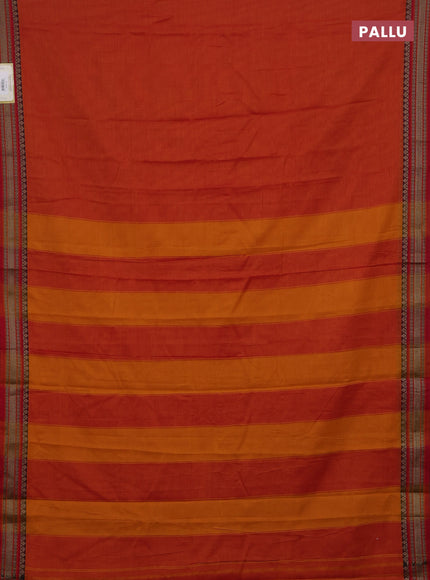 Orange & Lime Green Narayanpet Cotton - Kalamkari Blouse