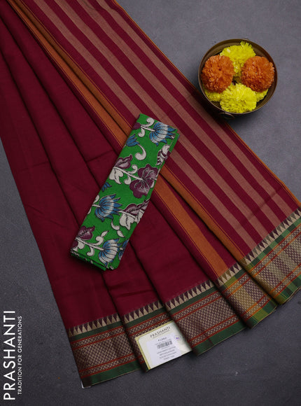 Red & Green Narayanpet Cotton - Kalamkari Blouse