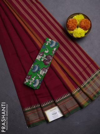 Red & Green Narayanpet Cotton - Kalamkari Blouse