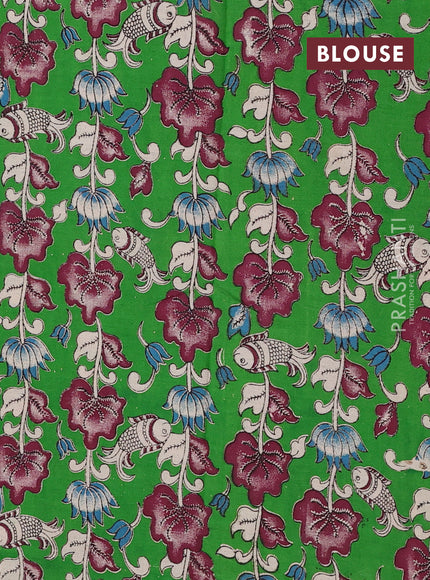 Red & Green Narayanpet Cotton - Kalamkari Blouse