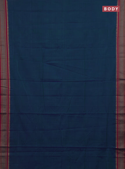 Peacock Blue & Red Narayanpet Cotton - Kalamkari Blouse