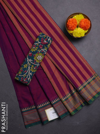 Pink & Peacock Green Narayanpet Cotton - Kalamkari Blouse
