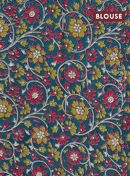 Pink & Peacock Green Narayanpet Cotton - Kalamkari Blouse