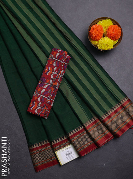 Green & Red Narayanpet Cotton - Kalamkari Blouse