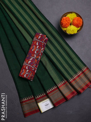 Green & Red Narayanpet Cotton - Kalamkari Blouse