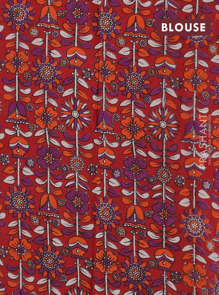 Green & Red Narayanpet Cotton - Kalamkari Blouse