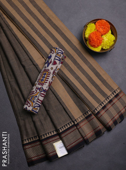 Chiku & Beige Narayanpet Cotton - Kalamkari Blouse