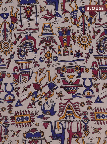 Chiku & Beige Narayanpet Cotton - Kalamkari Blouse