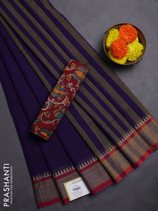 Violet & Maroon Narayanpet Cotton - Kalamkari Blouse