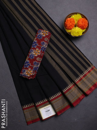 Black & Maroon Narayanpet Cotton - Kalamkari Blouse