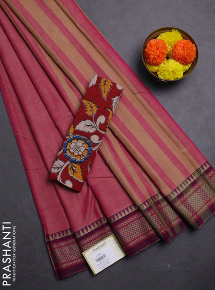 Pink & Maroon Narayanpet Cotton - Kalamkari Blouse