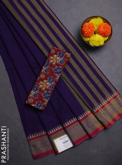 Violet & Maroon Narayanpet Cotton - Kalamkari Blouse