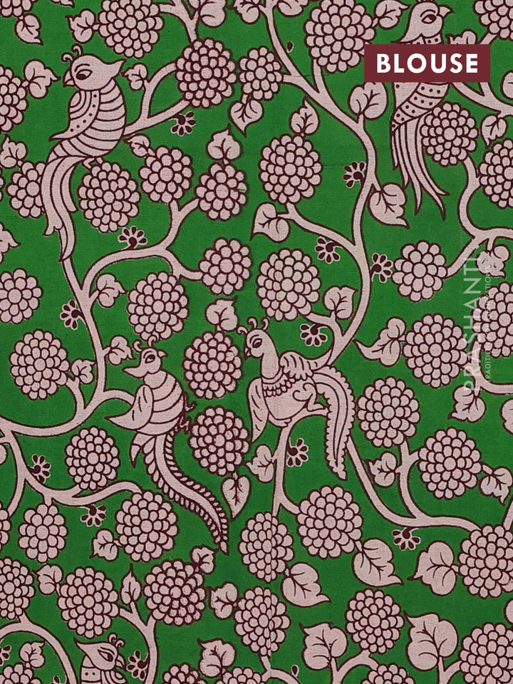 Purple & Green Narayanpet Cotton - Kalamkari Blouse