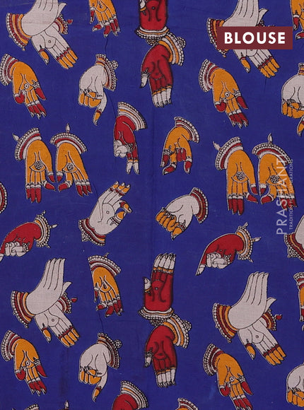 Peach & Blue Narayanpet Cotton - Kalamkari Blouse