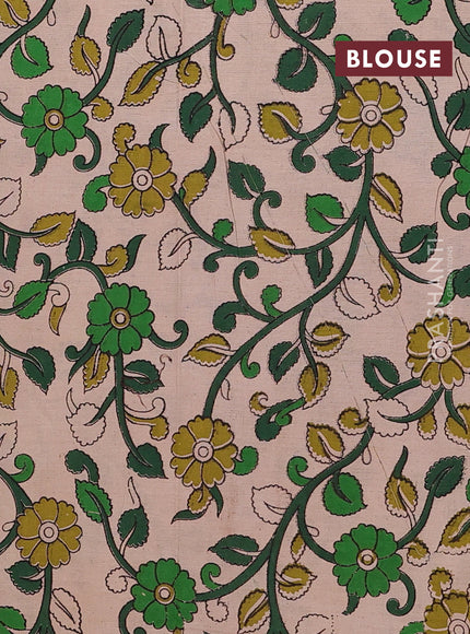 Purple & Beige Narayanpet Cotton - Kalamkari Blouse