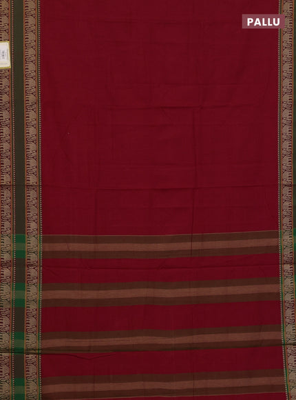 Red & Green Narayanpet Cotton - Kalamkari Blouse