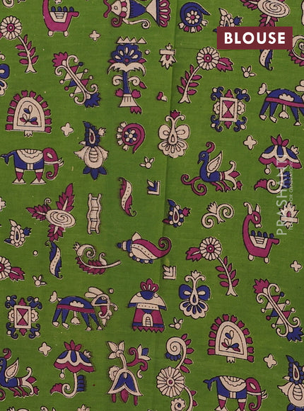 Red & Green Narayanpet Cotton - Kalamkari Blouse