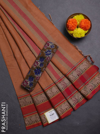 Mustard & Brown Narayanpet Cotton - Kalamkari Blouse
