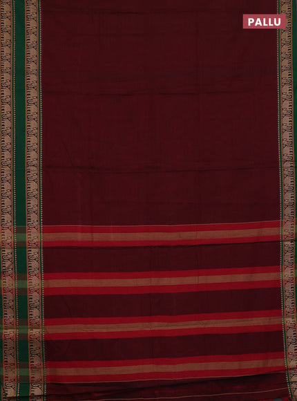 Maroon & Green Narayanpet Cotton - Kalamkari Blouse