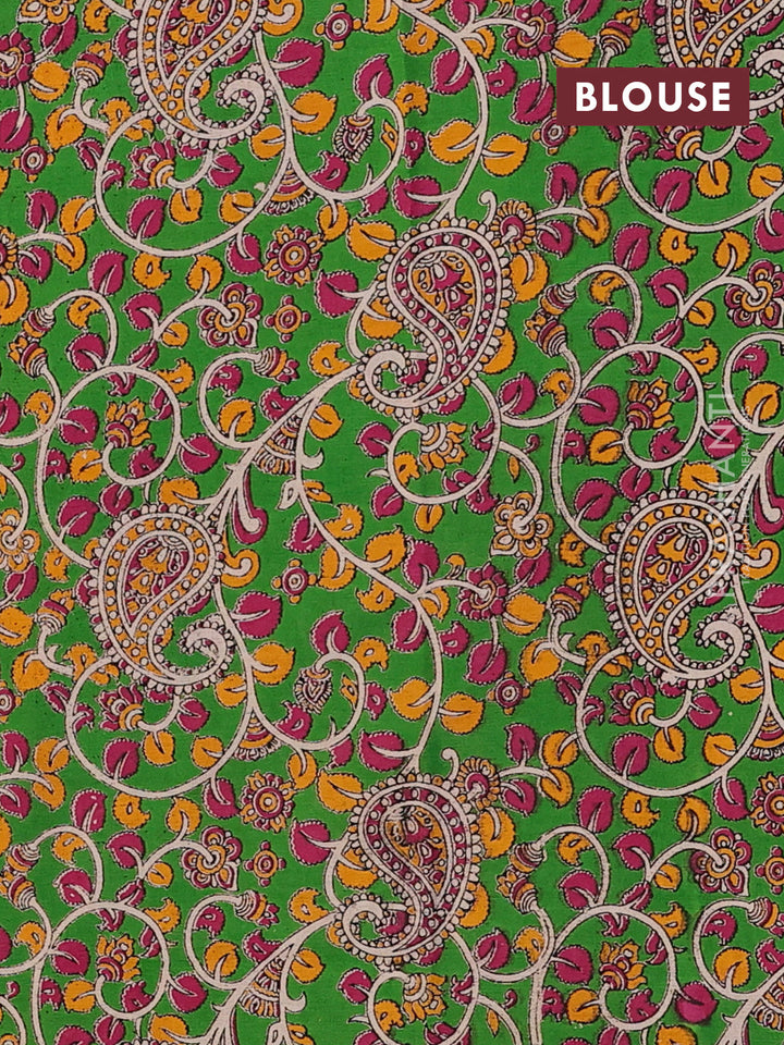 Maroon & Green Narayanpet Cotton - Kalamkari Blouse