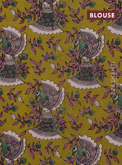 Red & Mehendi Green Narayanpet Cotton - Kalamkari Blouse